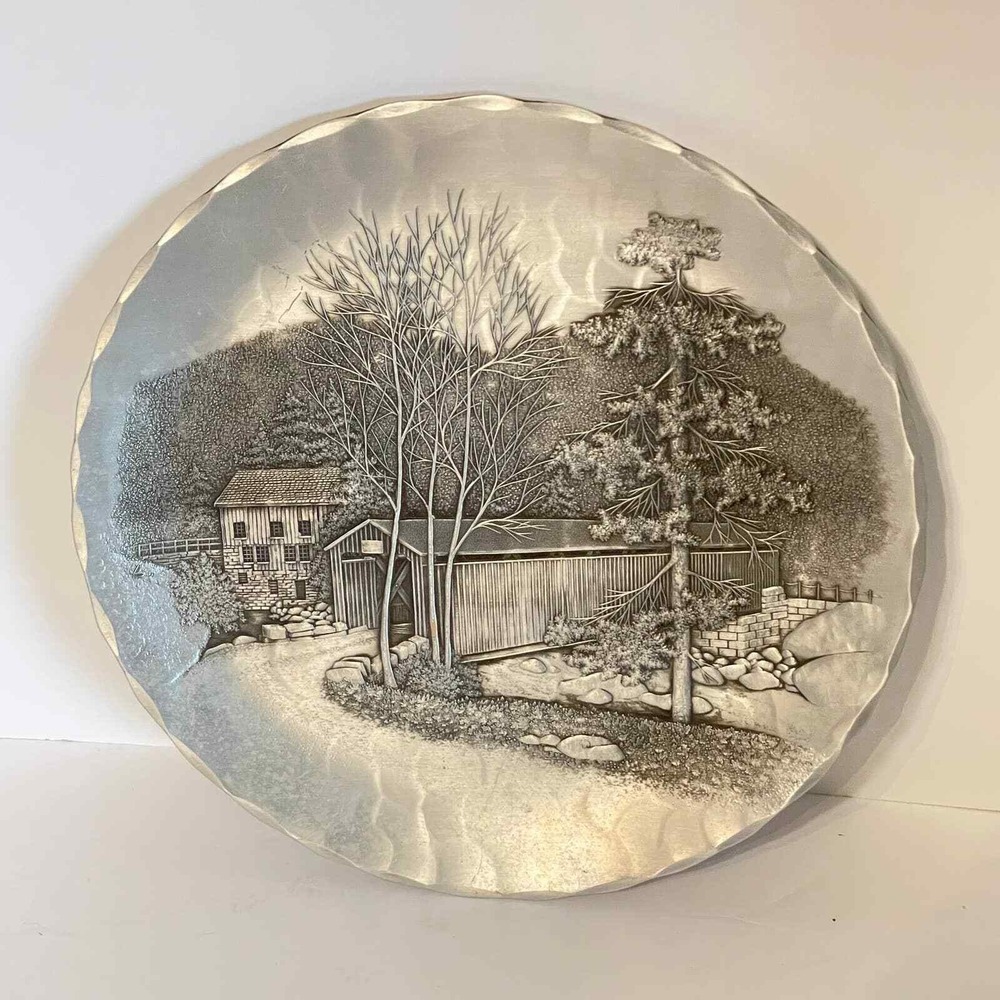 Wendell August Forge Covered Bridge Handmade Metal Decorative Plate Made in USA - Picture 5 of 5